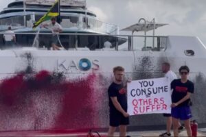 ‘you-consume-others-suffer’:-walmart-heiress’-$300-million-superyacht-vandalized-by-activists